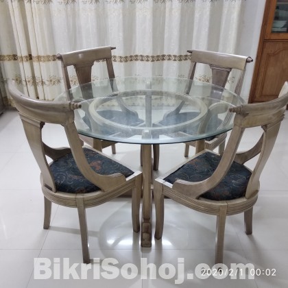 Round Glass top Dining Table